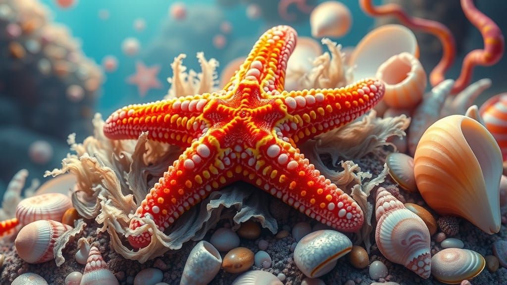 Whimsical Starfish in a Fantastical Underwater Realm