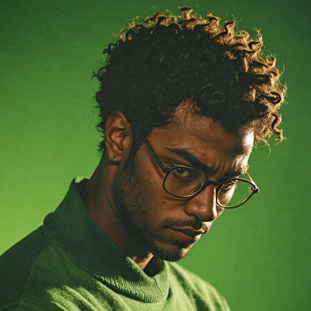 Dramatic Portrait of Young Man with Glasses