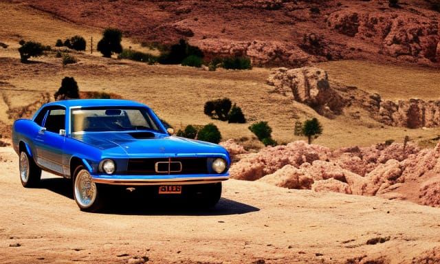 Ford Mustang on Hills of Jerusalem, Detailed Matte Painting