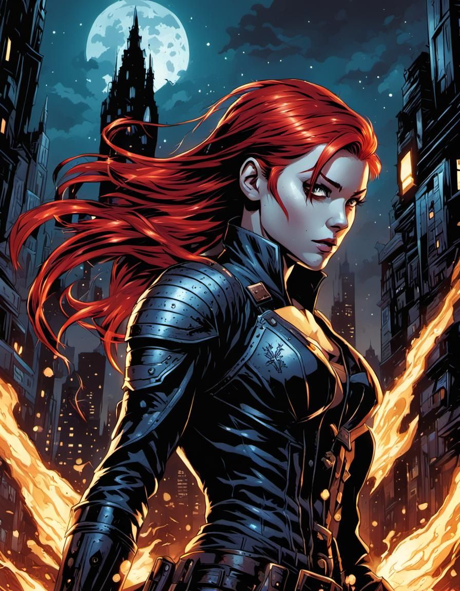 Red-Haired Pixie in Comic Book Art Style