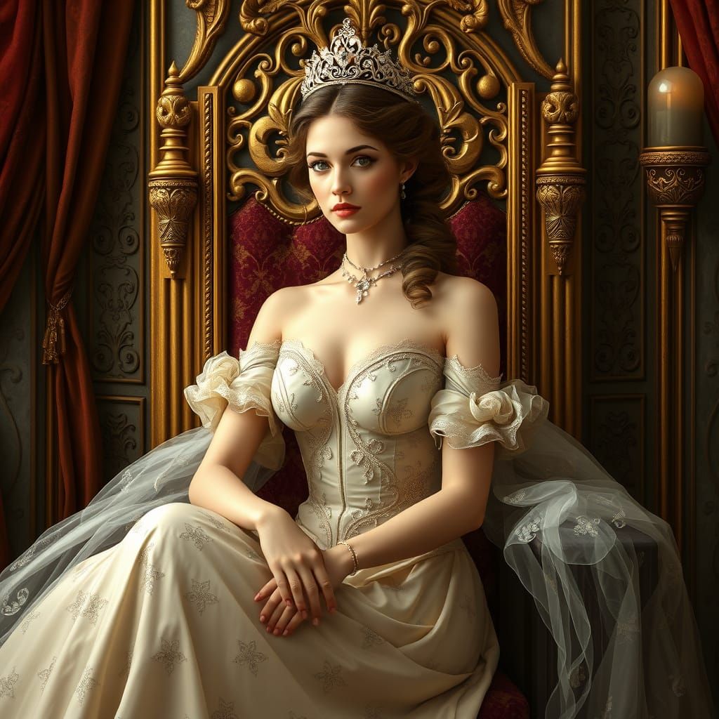 Elegant Princess in Art Nouveau Style