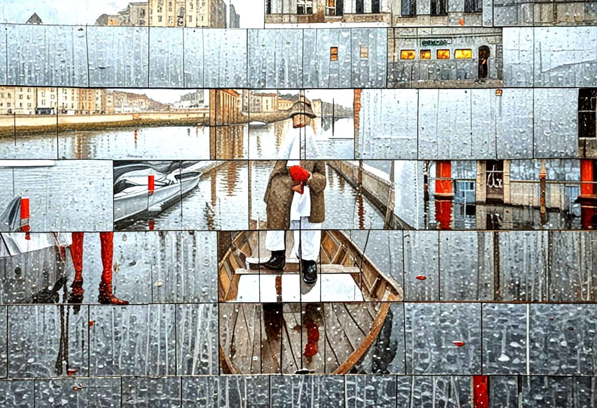 Man in Boat: Surrealist Oil Painting