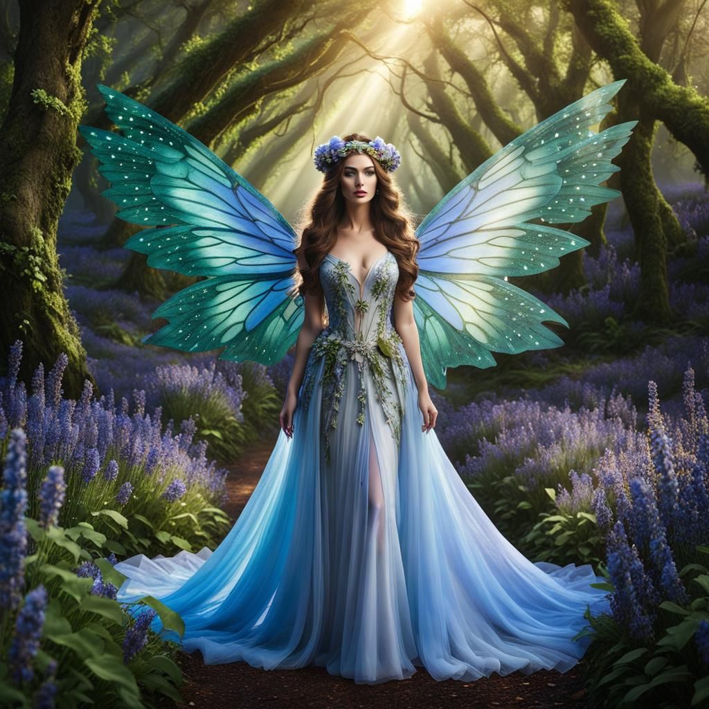 Glittering Fairy Goddess in Enchanted Forest