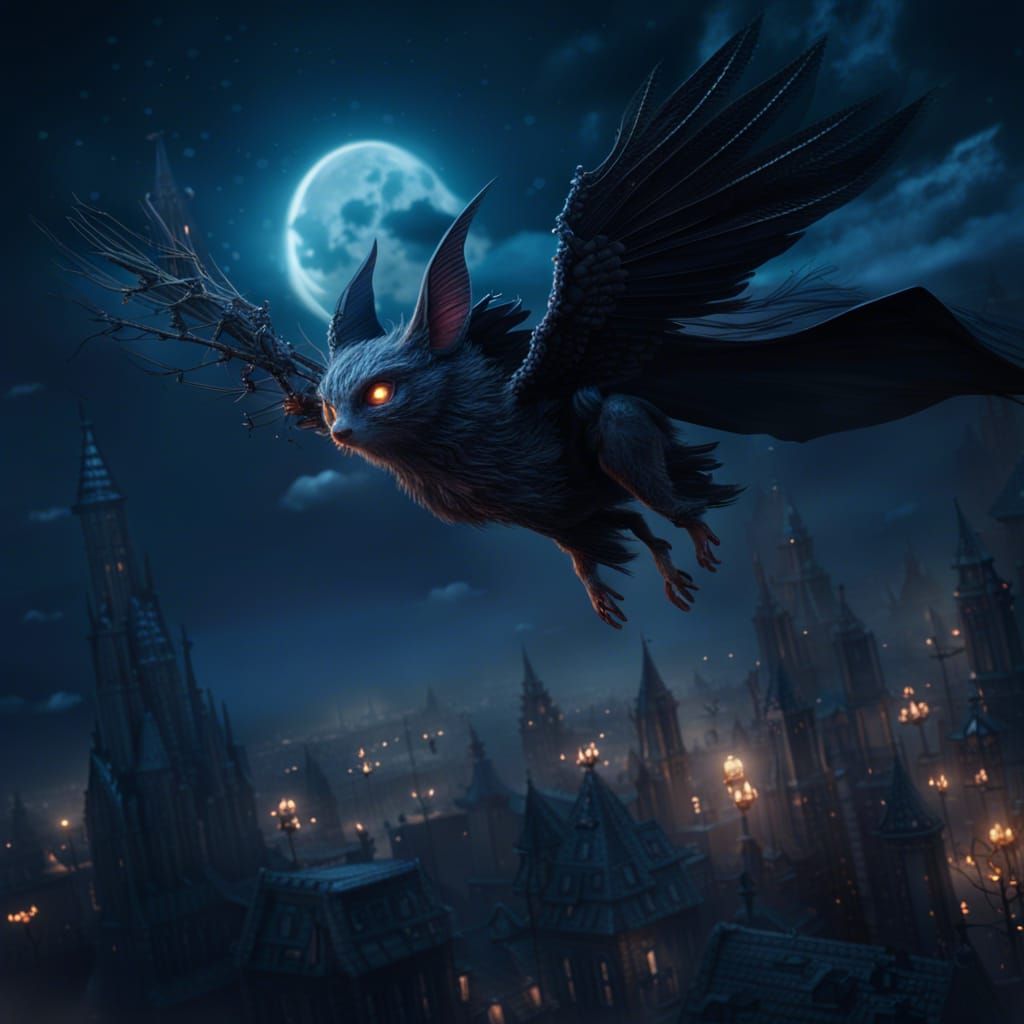 Epic Night Witch in Digital Matte Painting