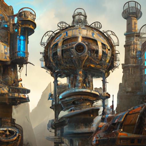 Steampunk Future in Detailed Matte Painting Style