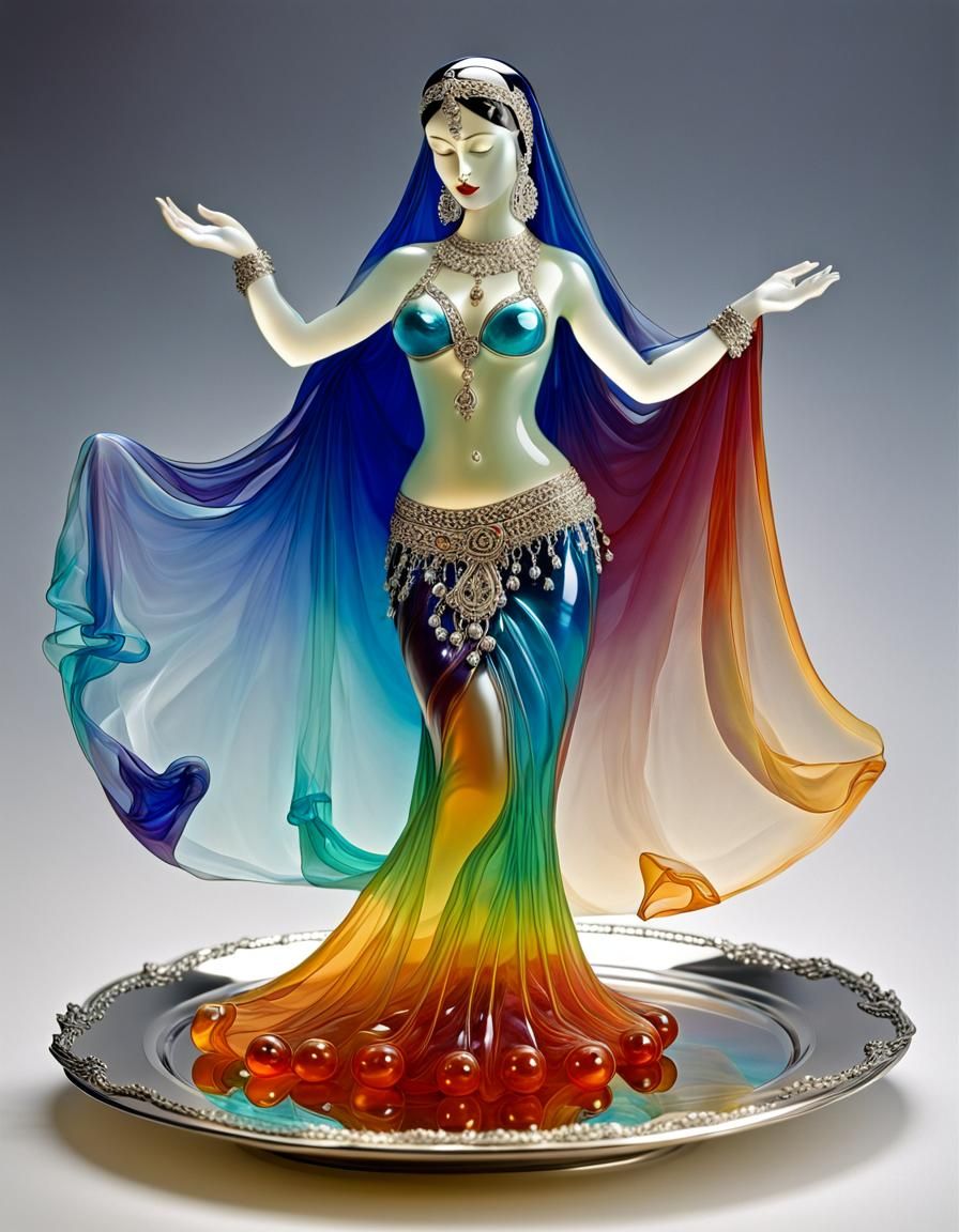 Translucent Jelly Belly Dancer Sculpture on Silver Platter