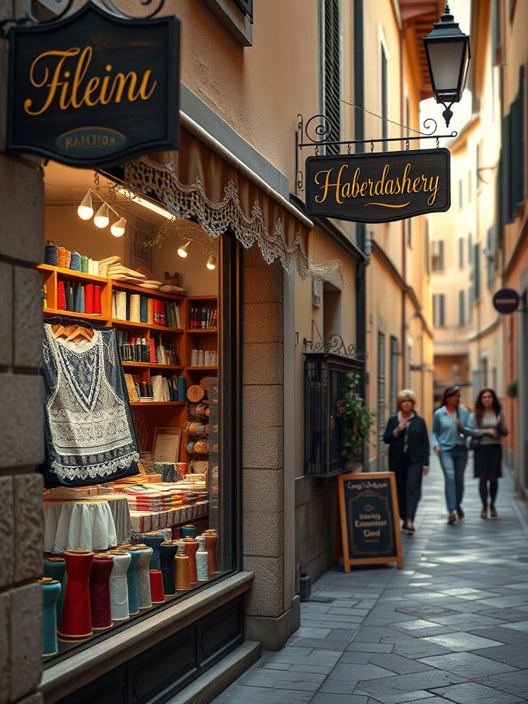 Italian Haberdashery Shop in Photorealistic Style