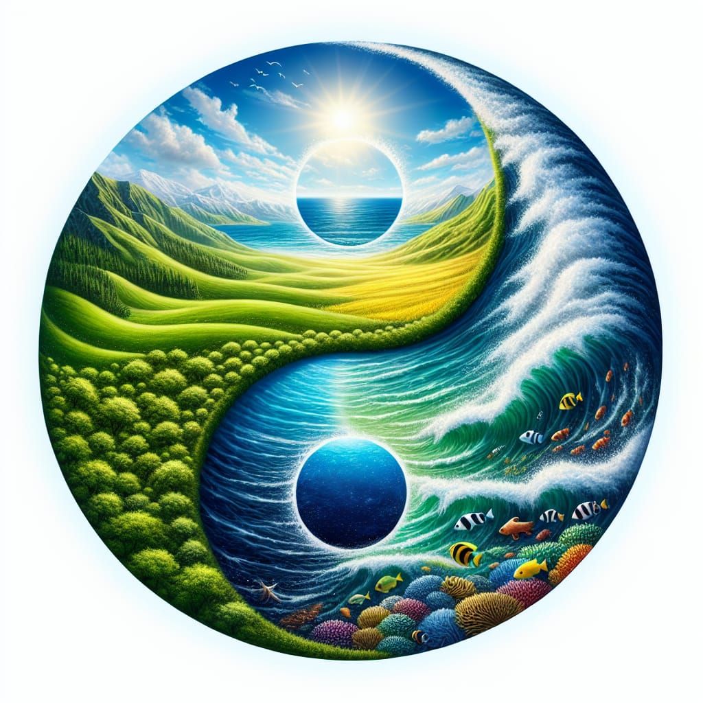 Yin Yang Symbol: Harmonious Balance of Land and Sea