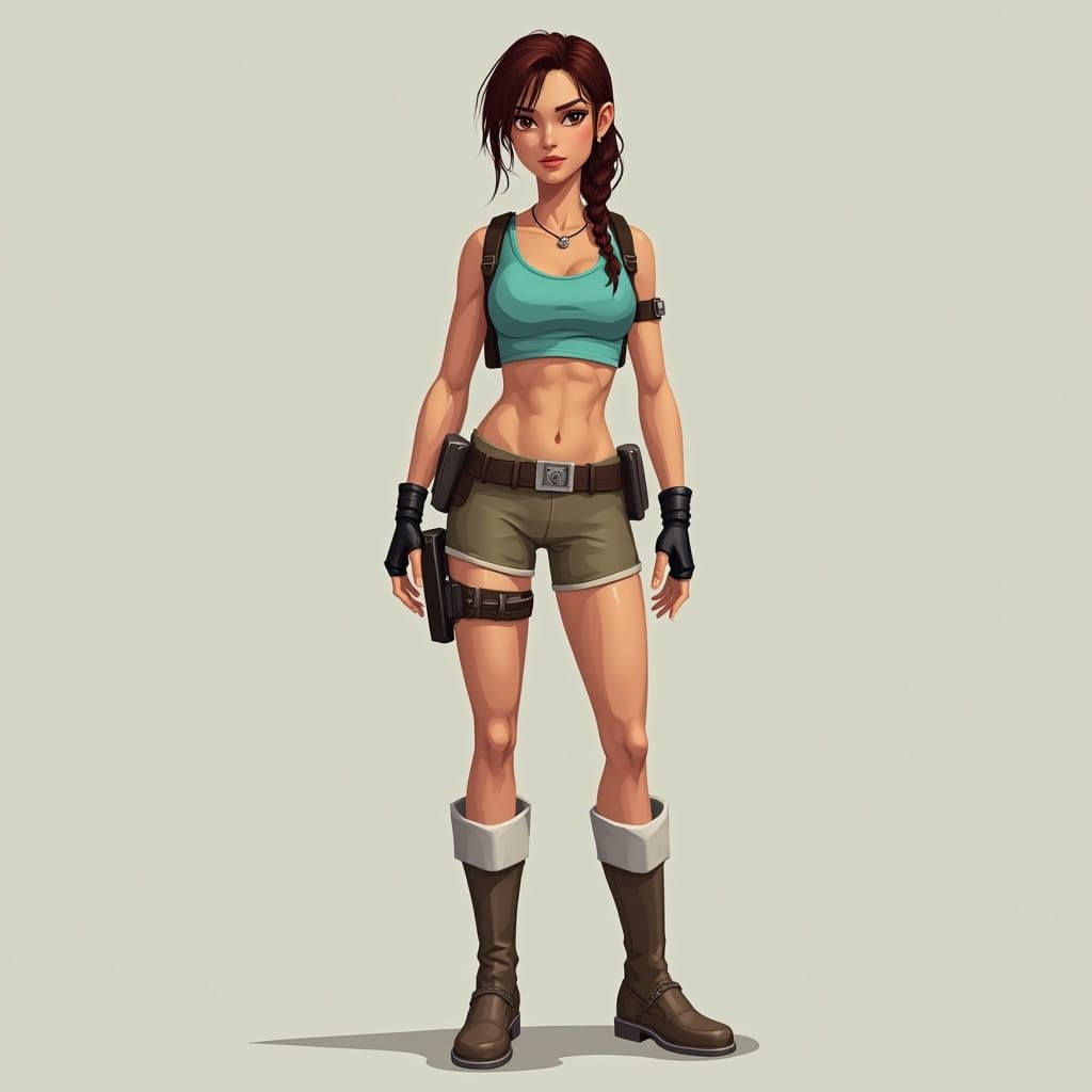 Athletic Adventurer in Low-Poly Futurism