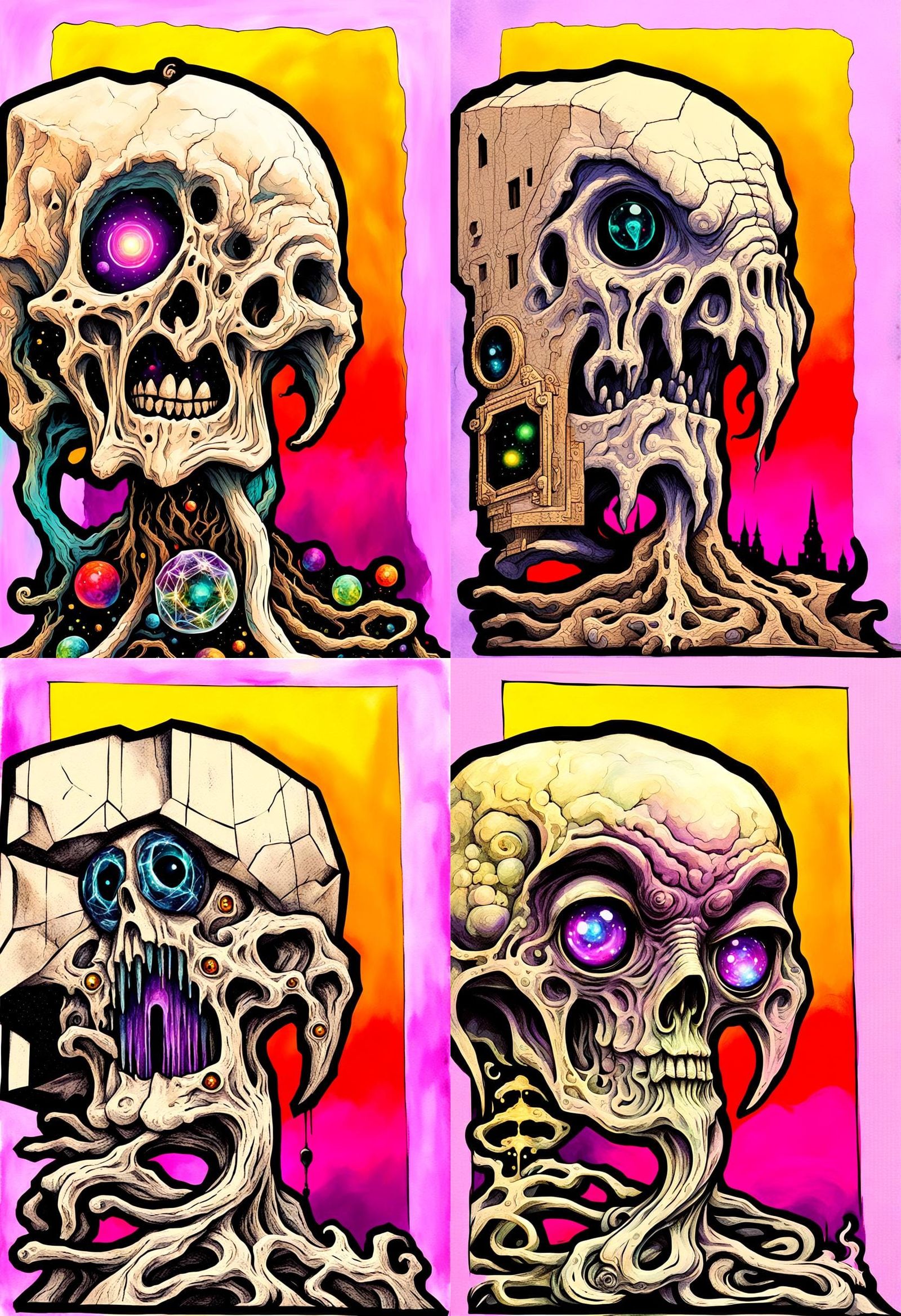 Eldritch Wizard with Tesseract Head in Sci-Fi Style