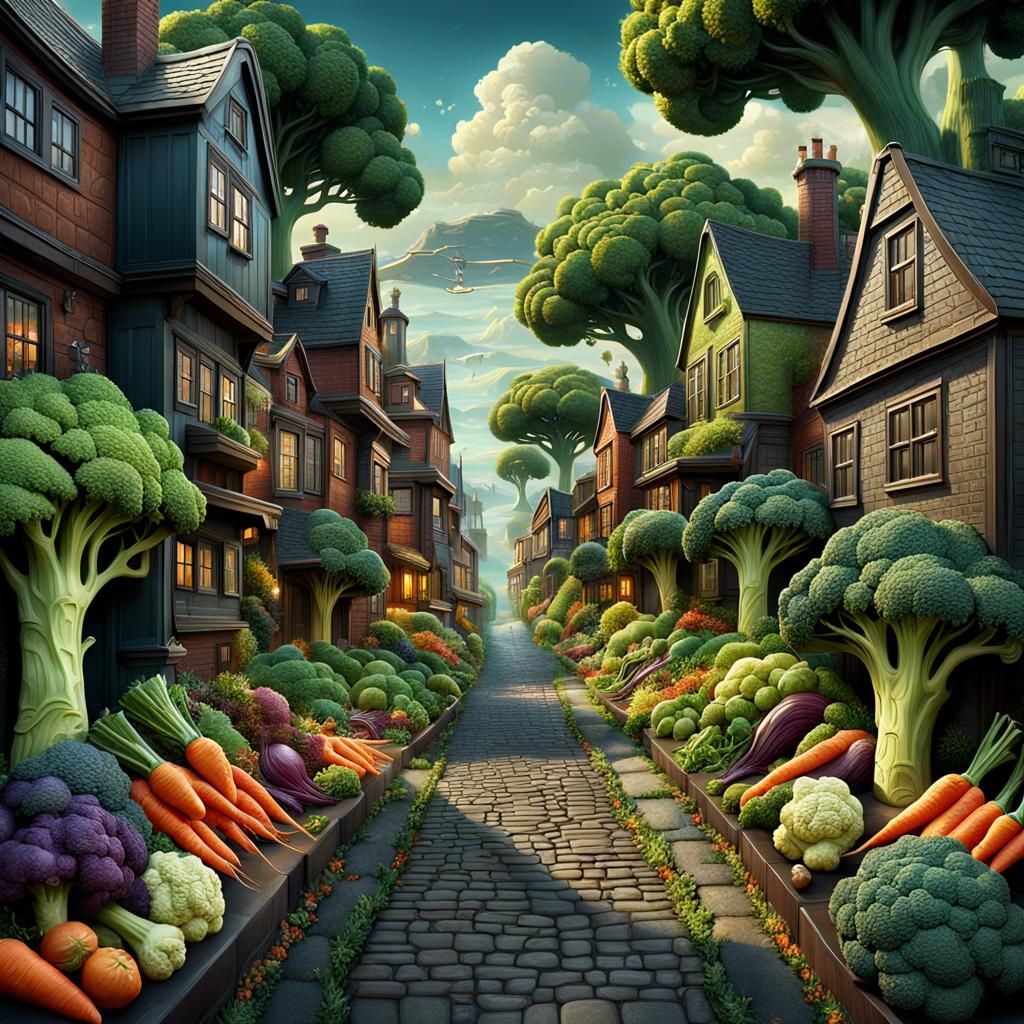Vegetable Street: A Hyperdetailed Digital Painting