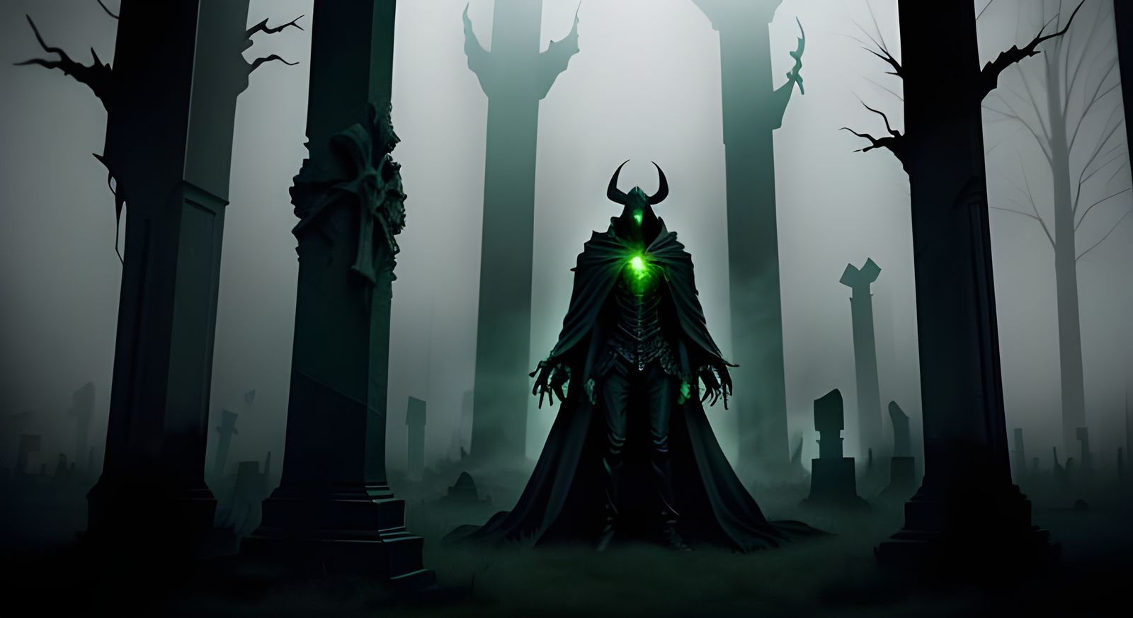 Zarok: Necromantic Bone Shaper in Desolate Graveyard