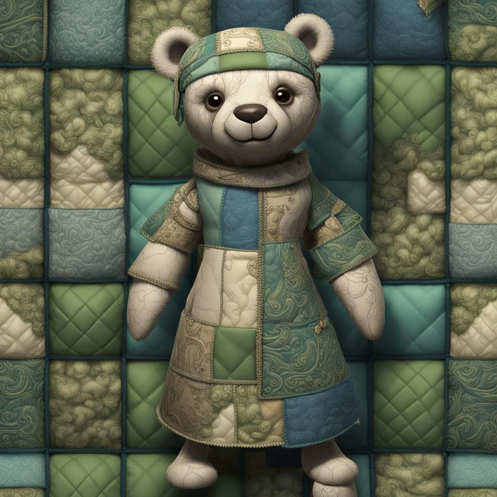 Patchwork Teddy Seal in Photo Realistic Style