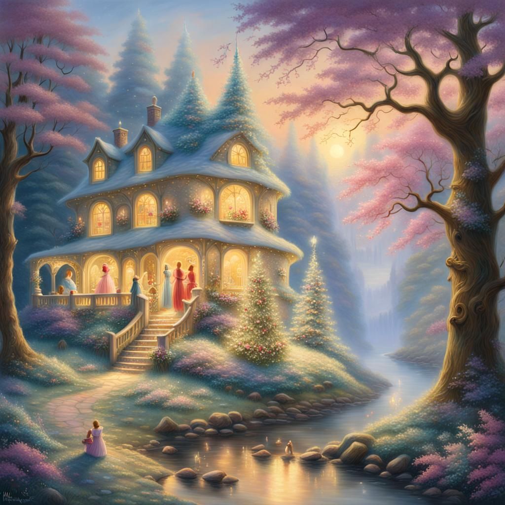 Ethereal Fantasy: Ladies Adorning a Tree