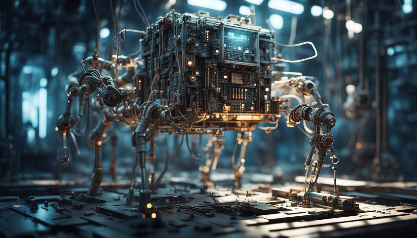 Metallic Construct in Abandoned World: Digital Art