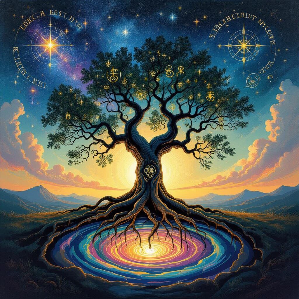 Cosmic Tree: A Surreal Blend of Dali and Munch