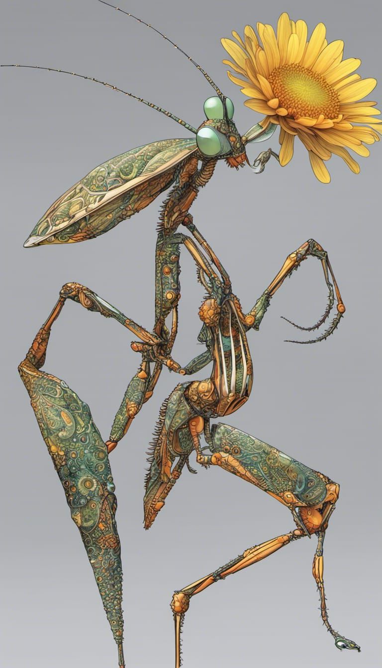 Praying Mantis with Celtic Floral Design