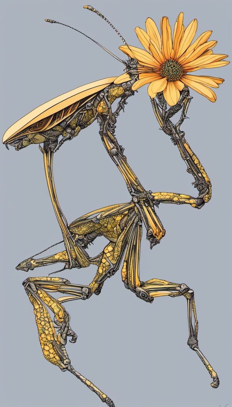 Praying Mantis in Quantum Zentangle Style