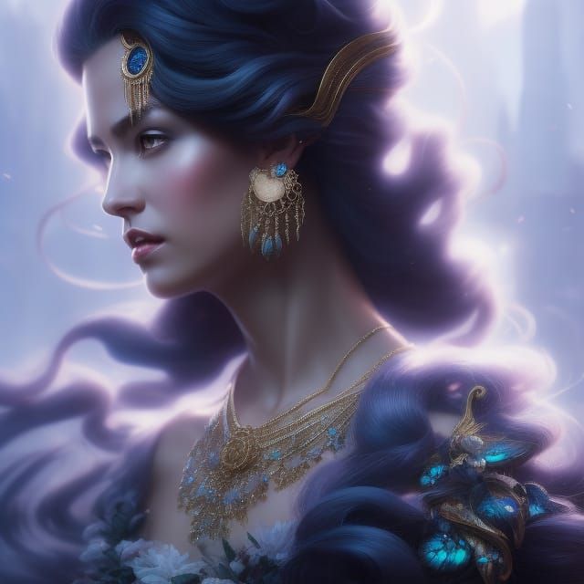 Ethereal Storm Goddess in a Digital Painting