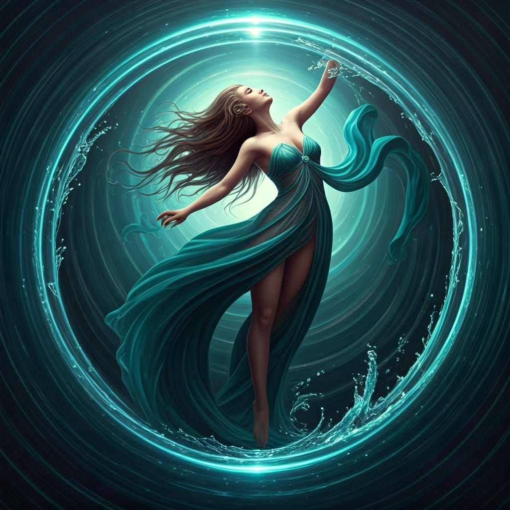 Ethereal Aquatic Dancer in Iridescent Silk