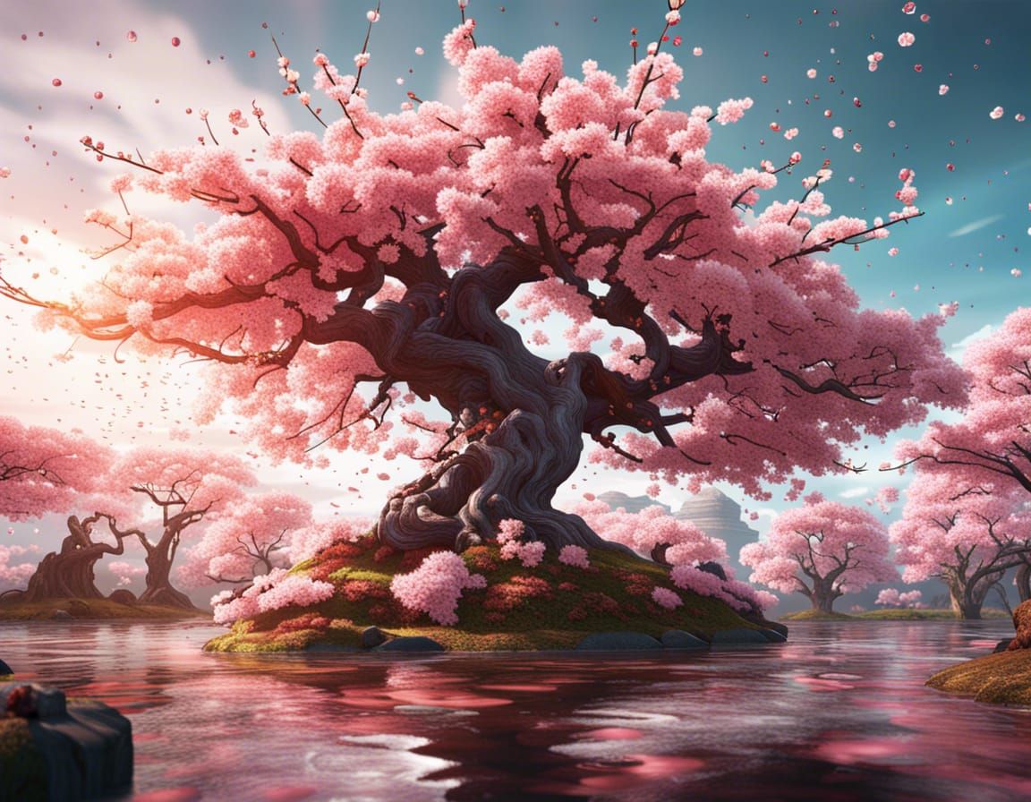 Cherry Blossom Tree Through the Four Seasons