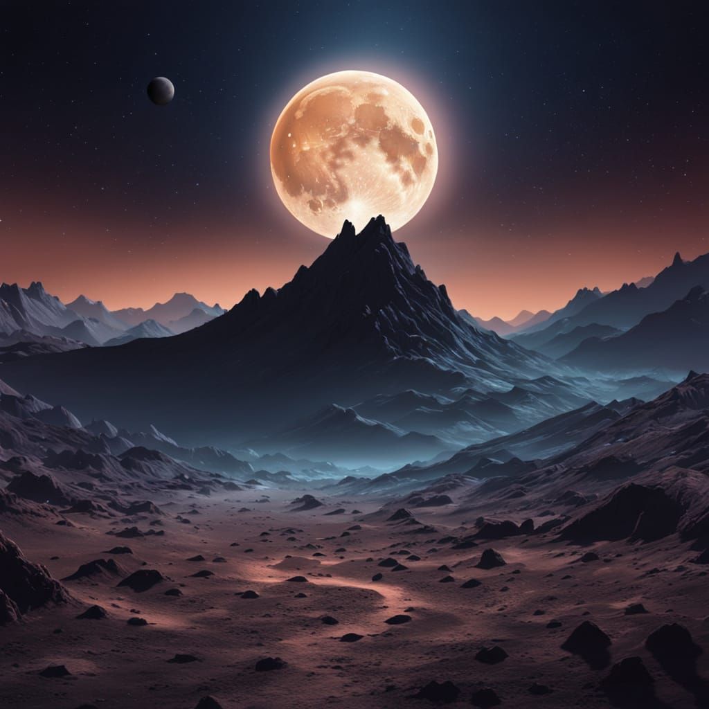 Dreamy Lunar Landscape in Ethereal Digital Painting