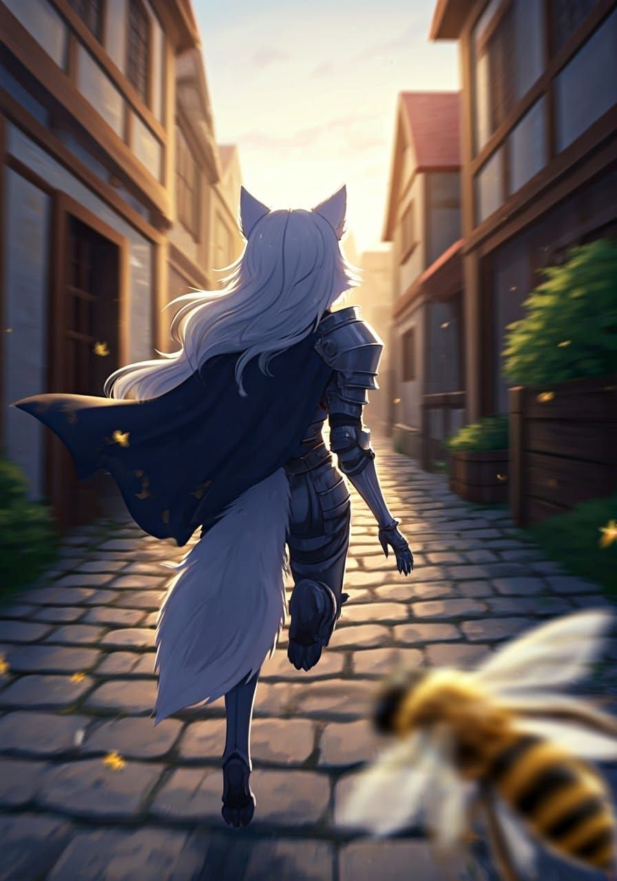 Whimsical Wolf Chase: Pastel Fantasy