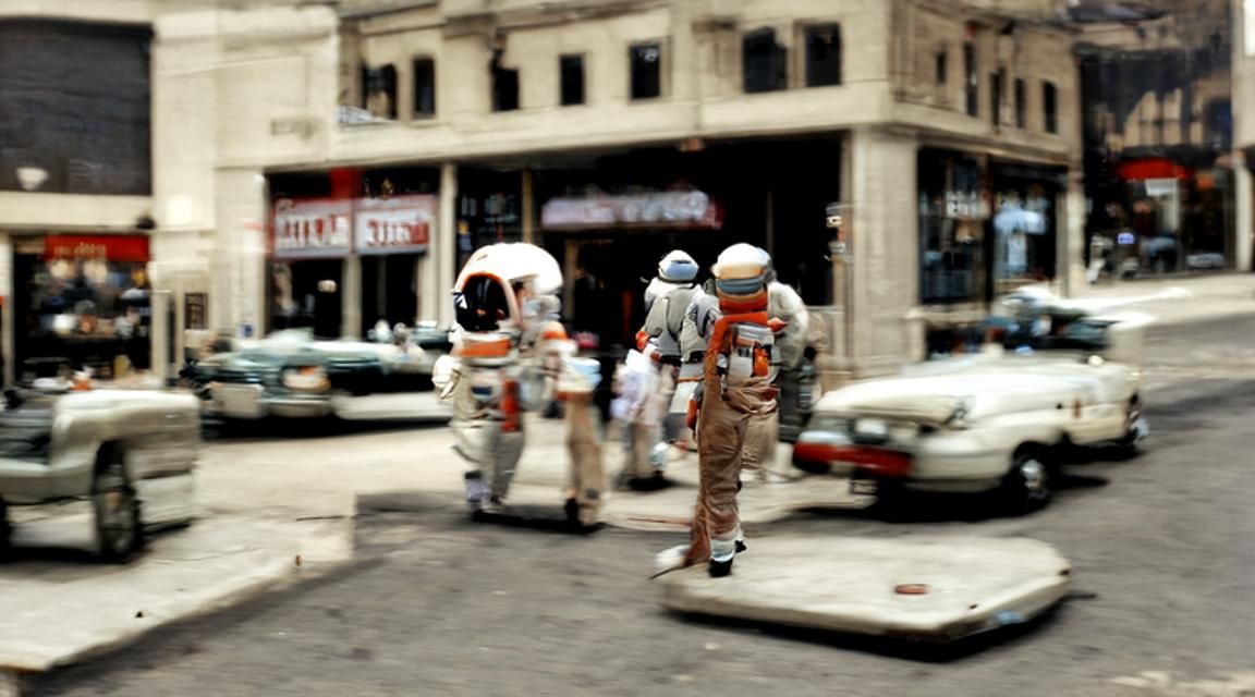 Astronauts Shopping on Main Street, 1960s