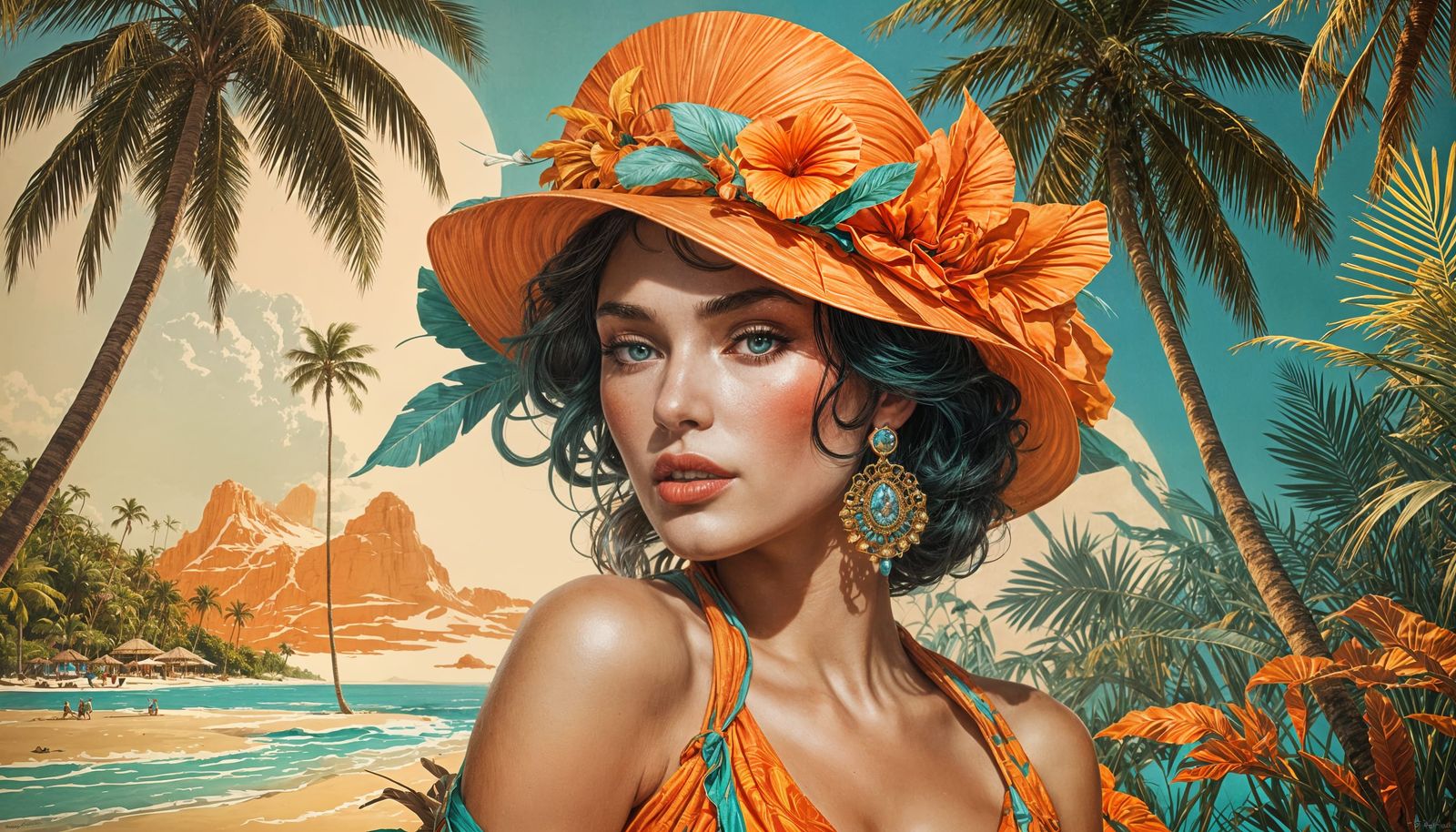 Vintage Caribbean Resort Poster in Vogue Style