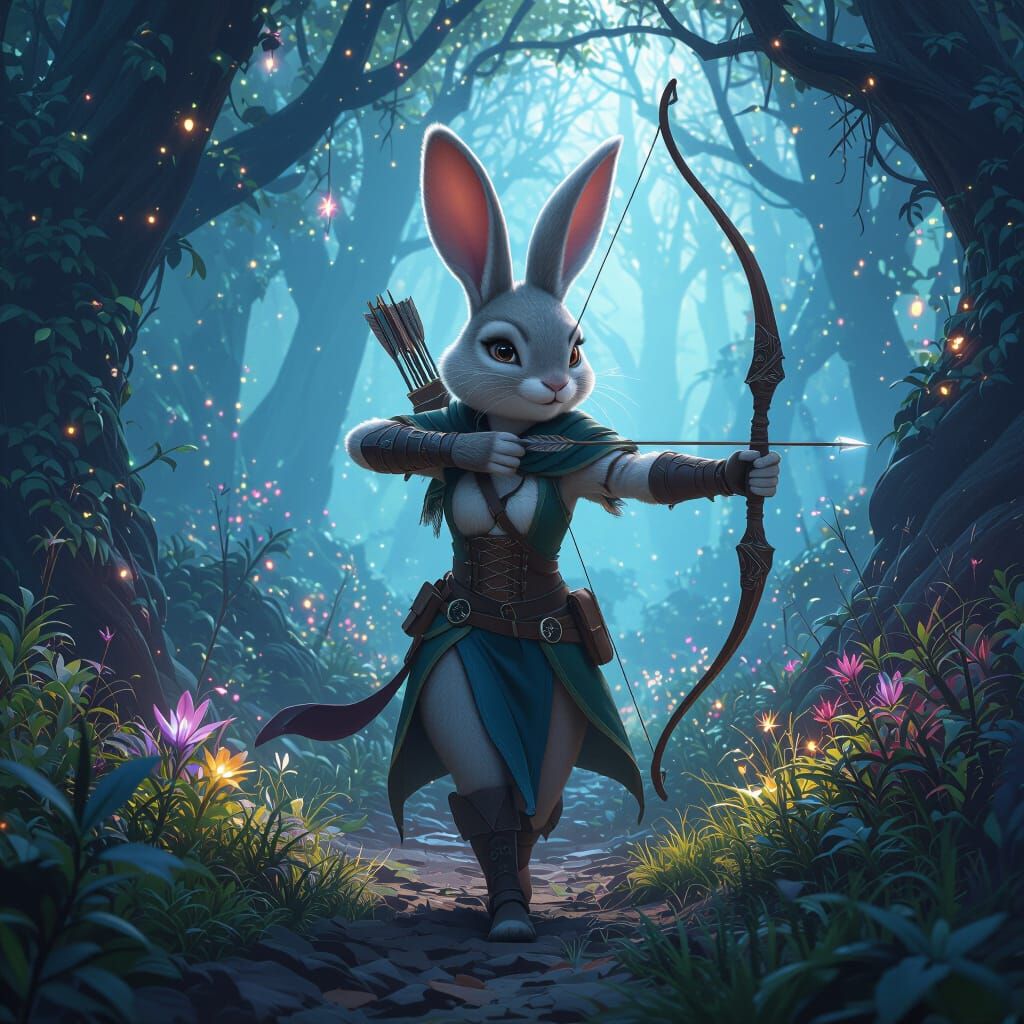 Bunny Archer in Mystical Forest