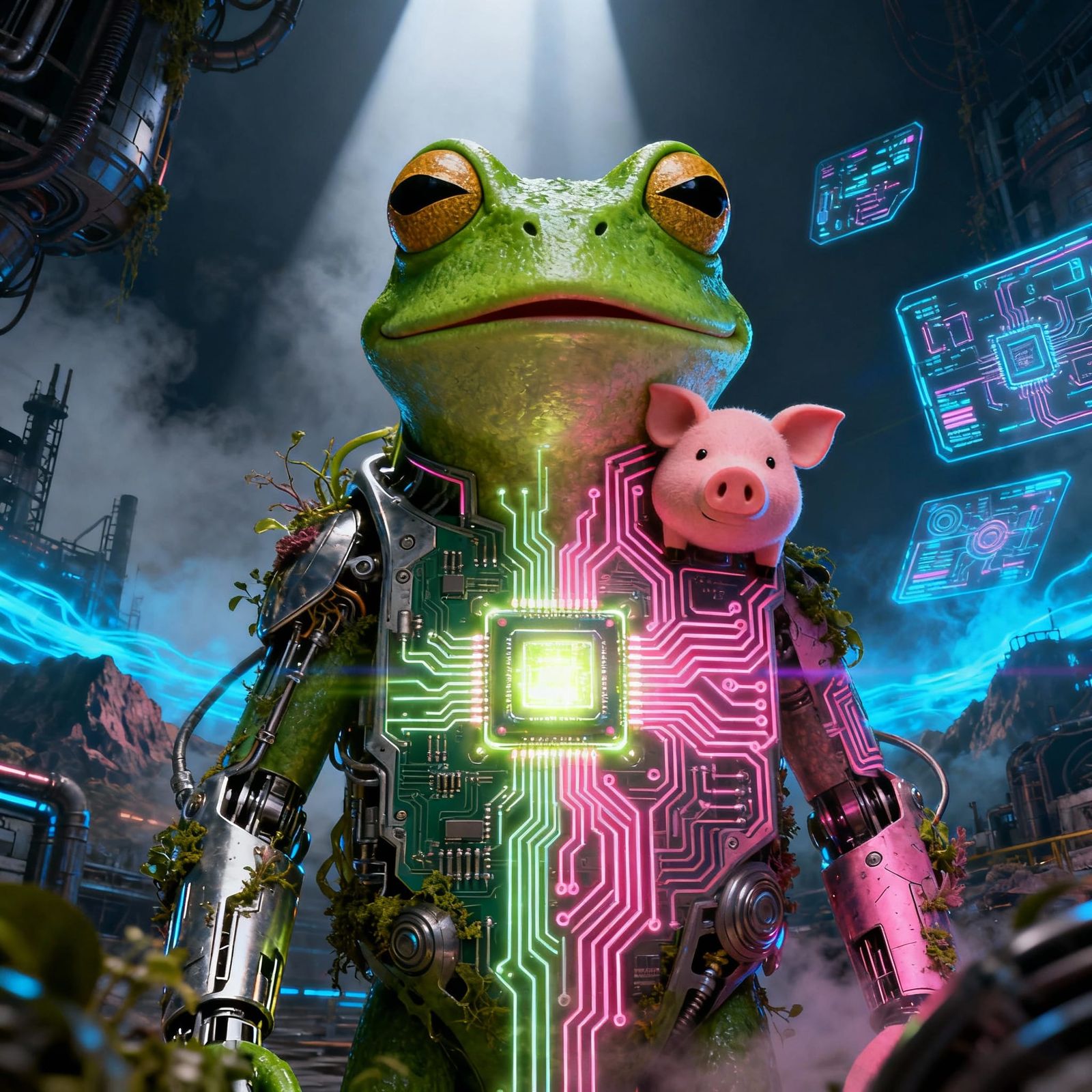 Kermit the Frog as Futuristic Processor with Piggy Circuits