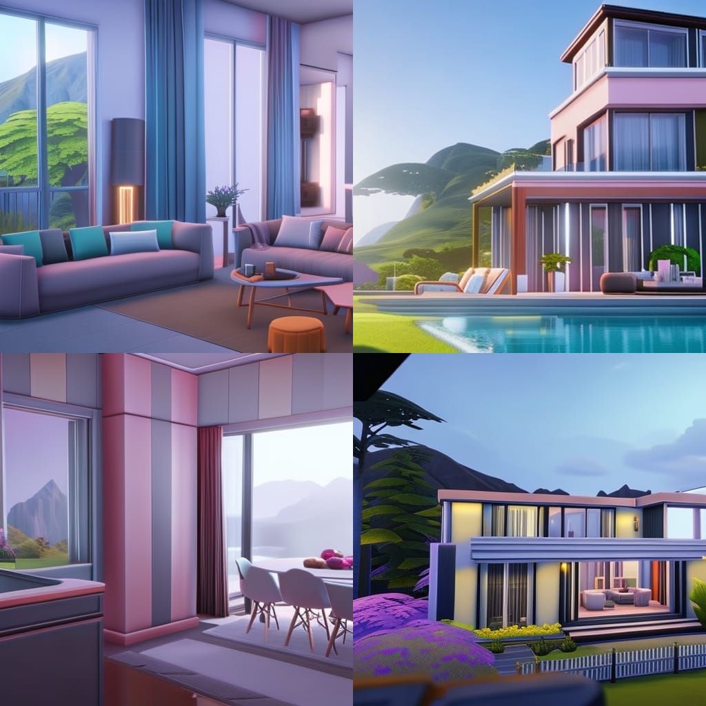 The Sims 4 Pastel House: 3D Game Render