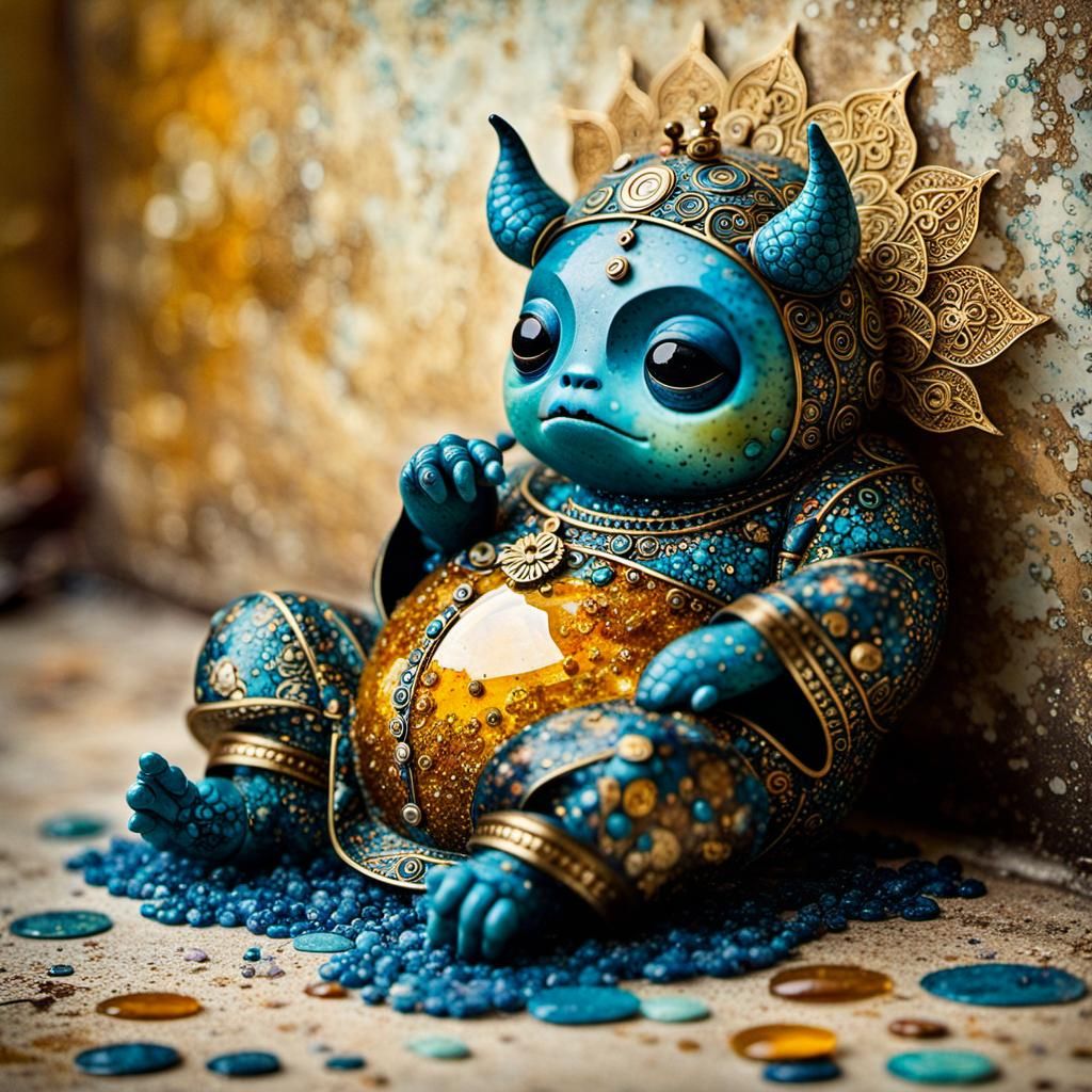 Monster Meditating: Dreamlike Vintage Postcard Style