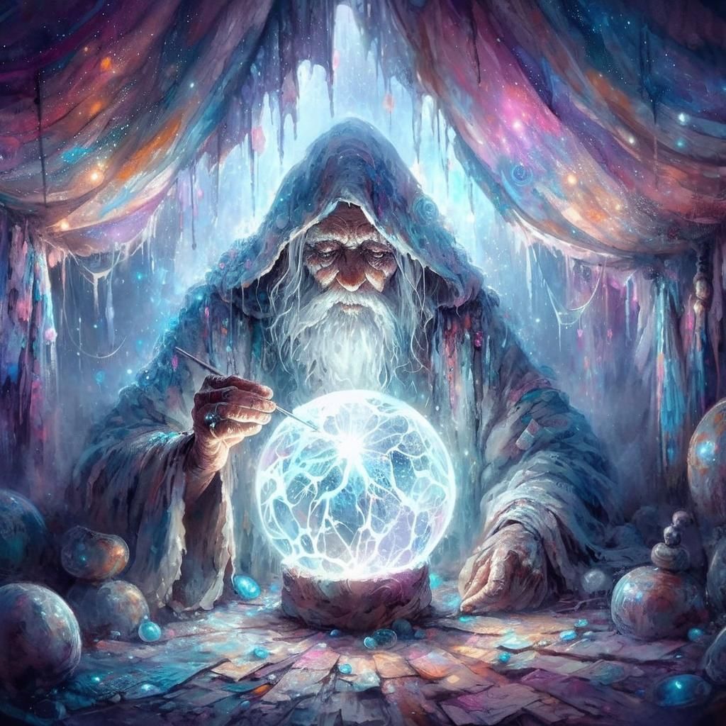 Fortune Teller in Tent: Watercolour Palette Knife Art