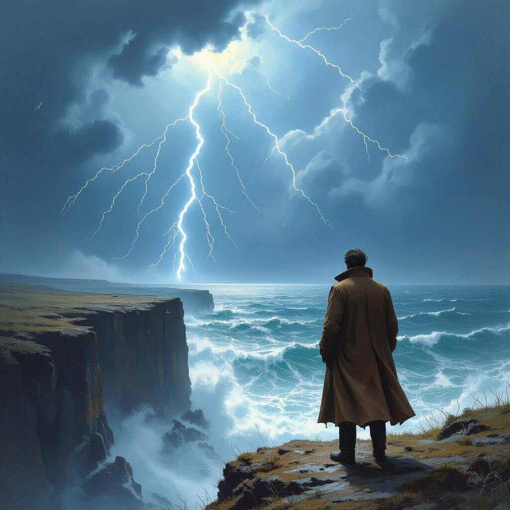 Stormy Cliffside Overlook in Dramatic Realism