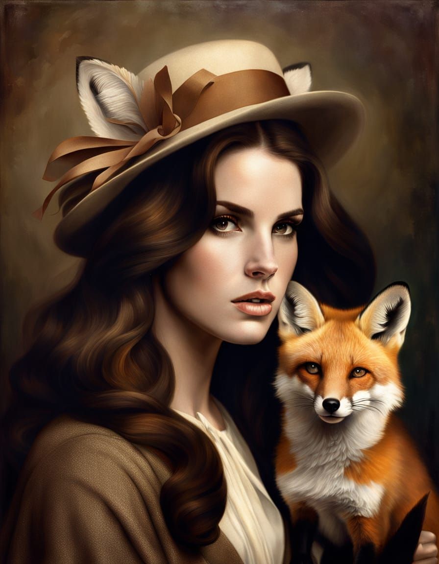 Lana Del Rey and Fox in Sepia Tones