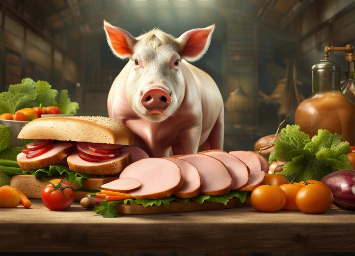 Surreal Animal Sandwich in Detailed Matte Painting