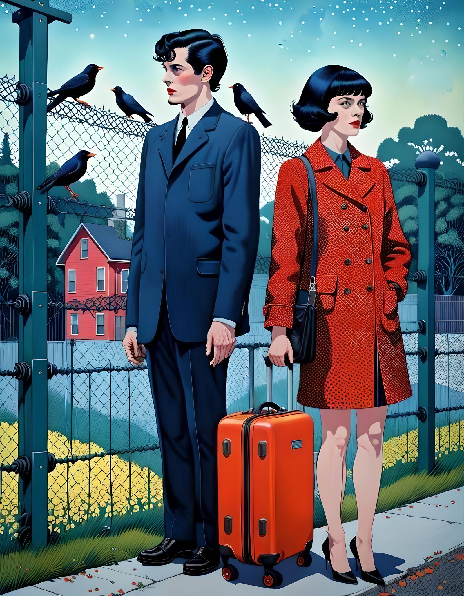 Poignant Couple Split in Urban Digital Art