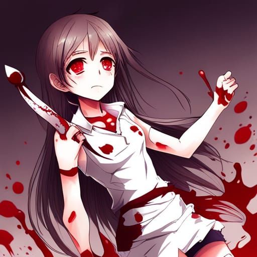 Anime Girl Covered in Blood, Anime Key Visual Style