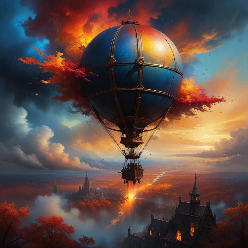 Steampunk Hindenburg in Autumnal Inferno