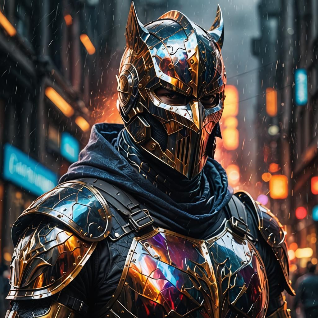 Masked Knight in Hood: 3D Rendered Armor