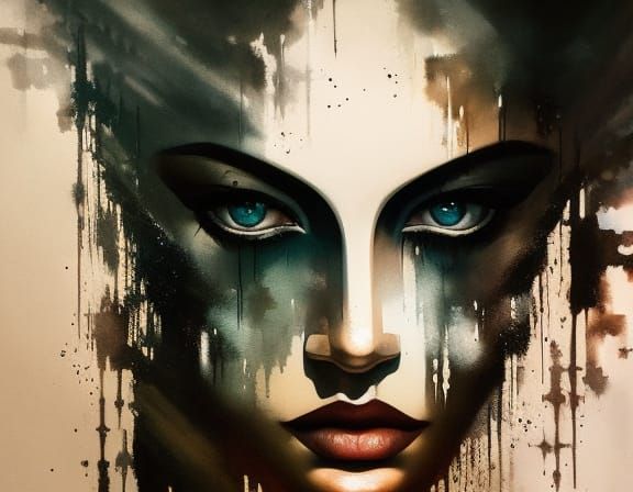 Mysterious Man in Dark Alley: Expressionist Watercolor