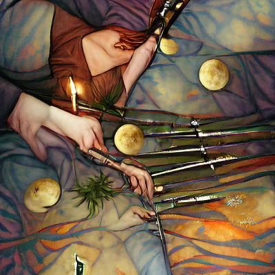 Seven of Wands Tarot Card Fantasy Illustration