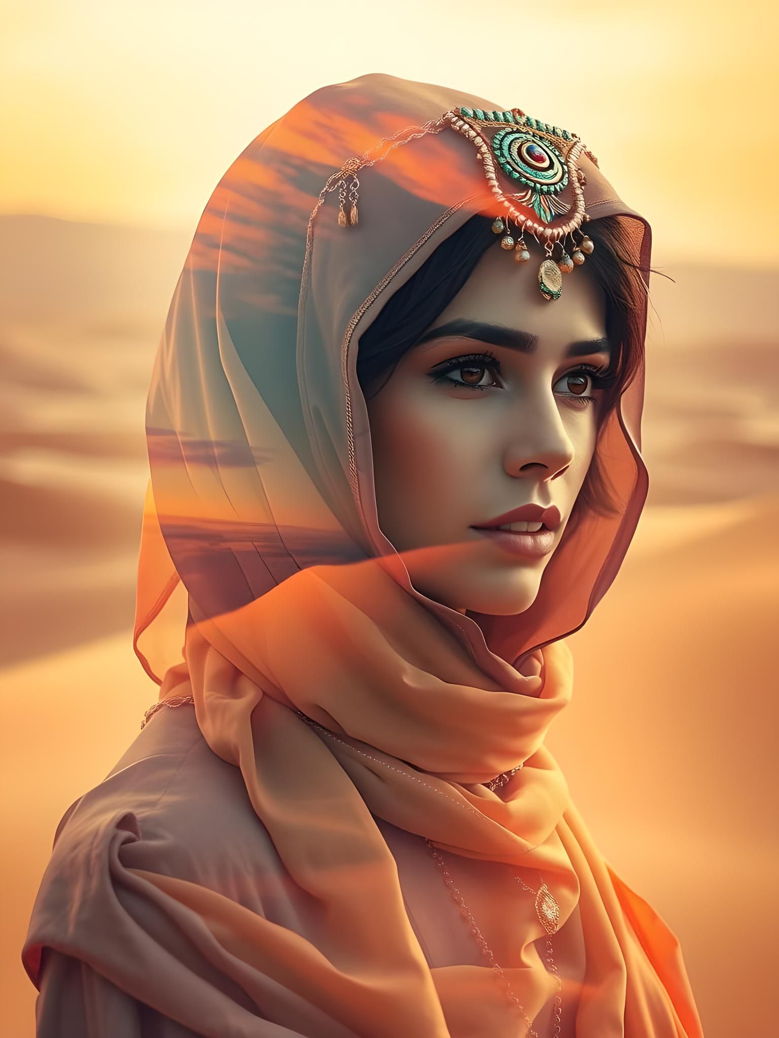 Arabic Princess Double Exposure Concept Art