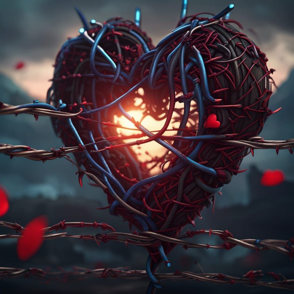 Barbed Wire Heart: Detailed Matte Painting