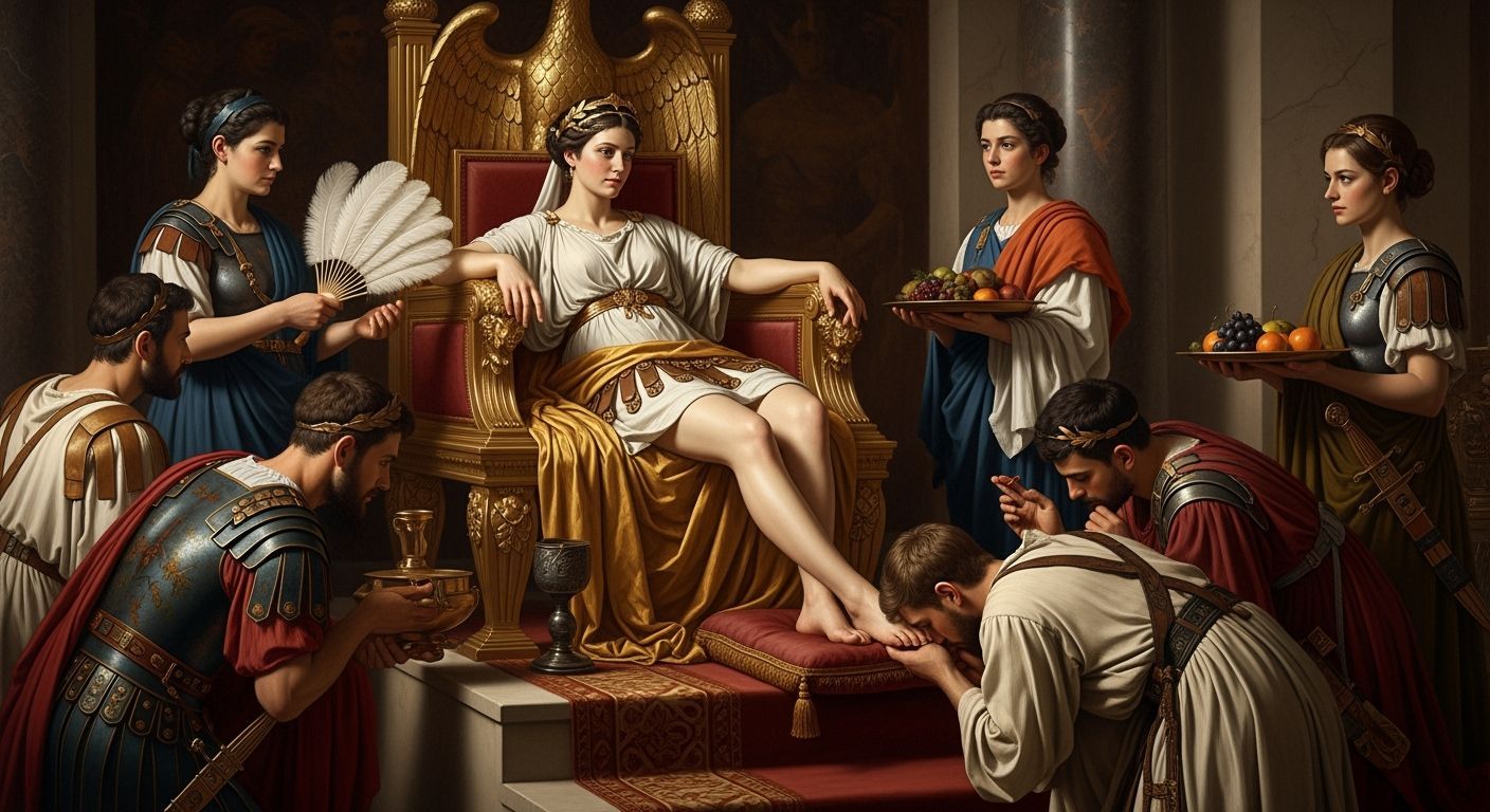 Roman Empress on Gold Eagle Throne, Baroque Style