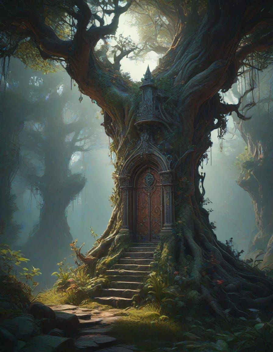 Whimsical Gothic Fairy Amidst Twilight Shadows