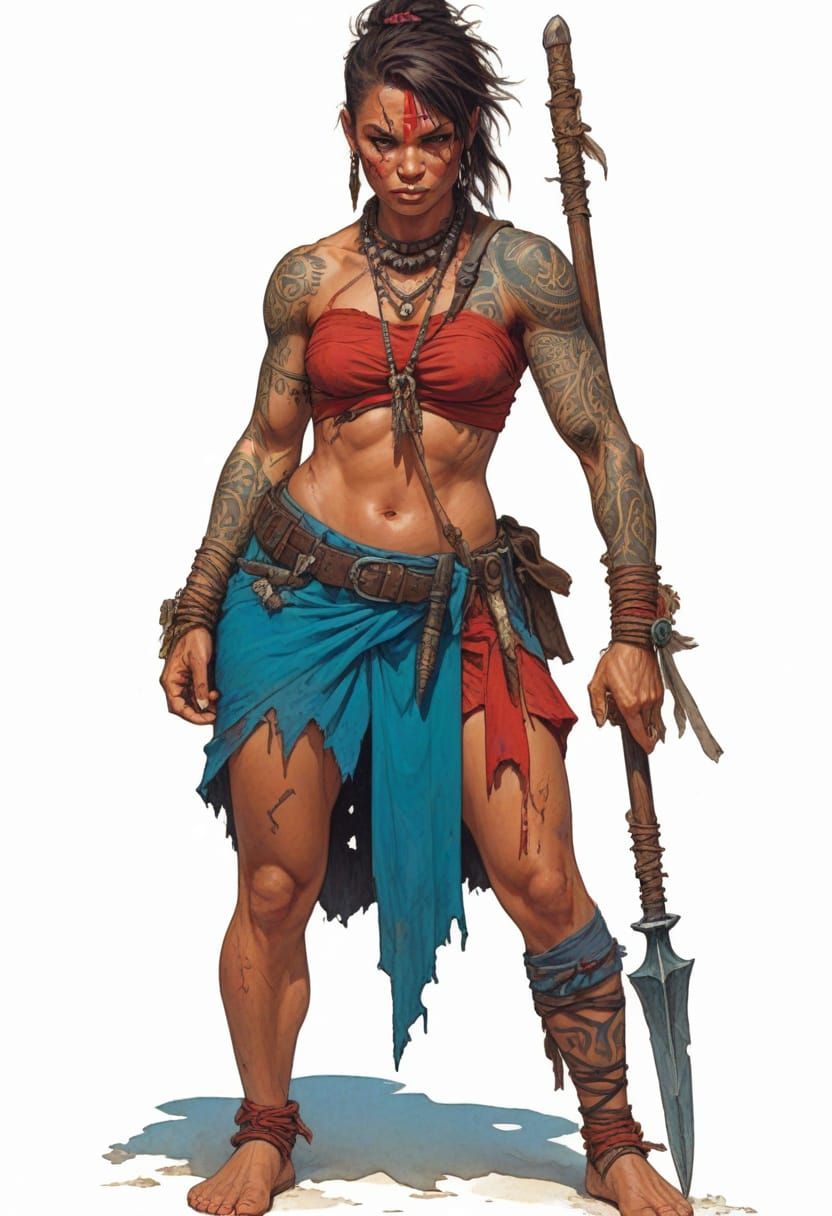 Polynesian Spearmaiden in a Post-Apocalyptic World