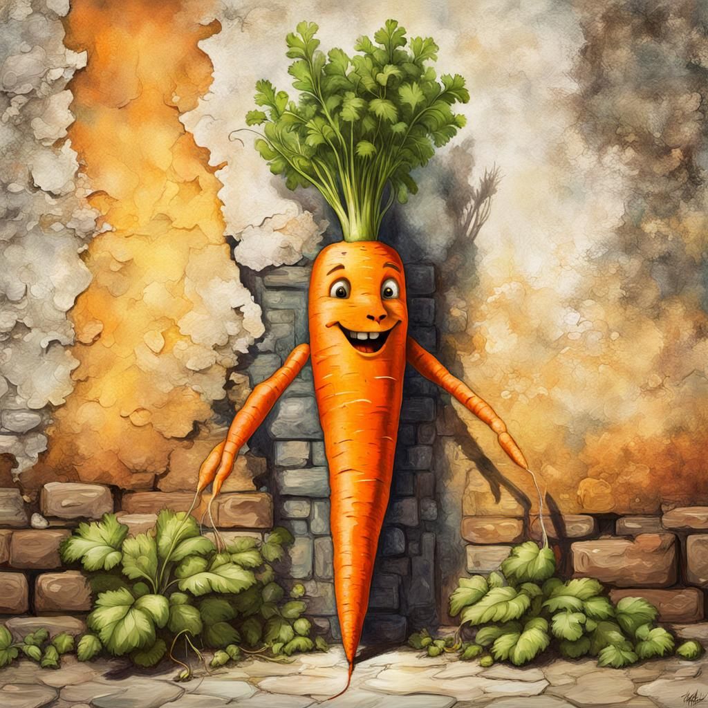 Anthropomorphic Carrot Fantasy Art in Bright Colors