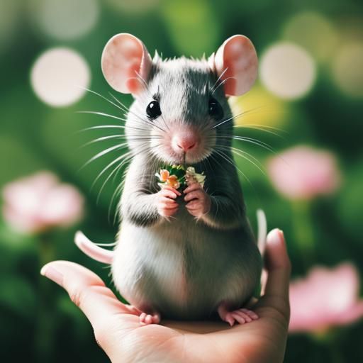 Cute Rat with Flower: Professional Photography